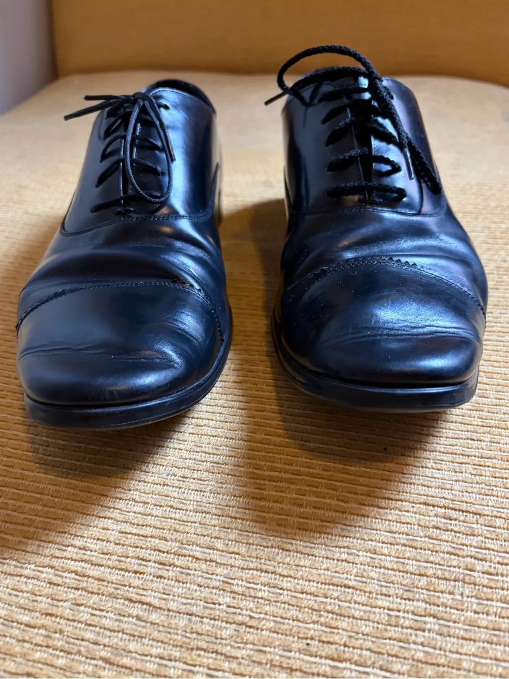 Salvatore Ferragamo black leather cap-toe oxford